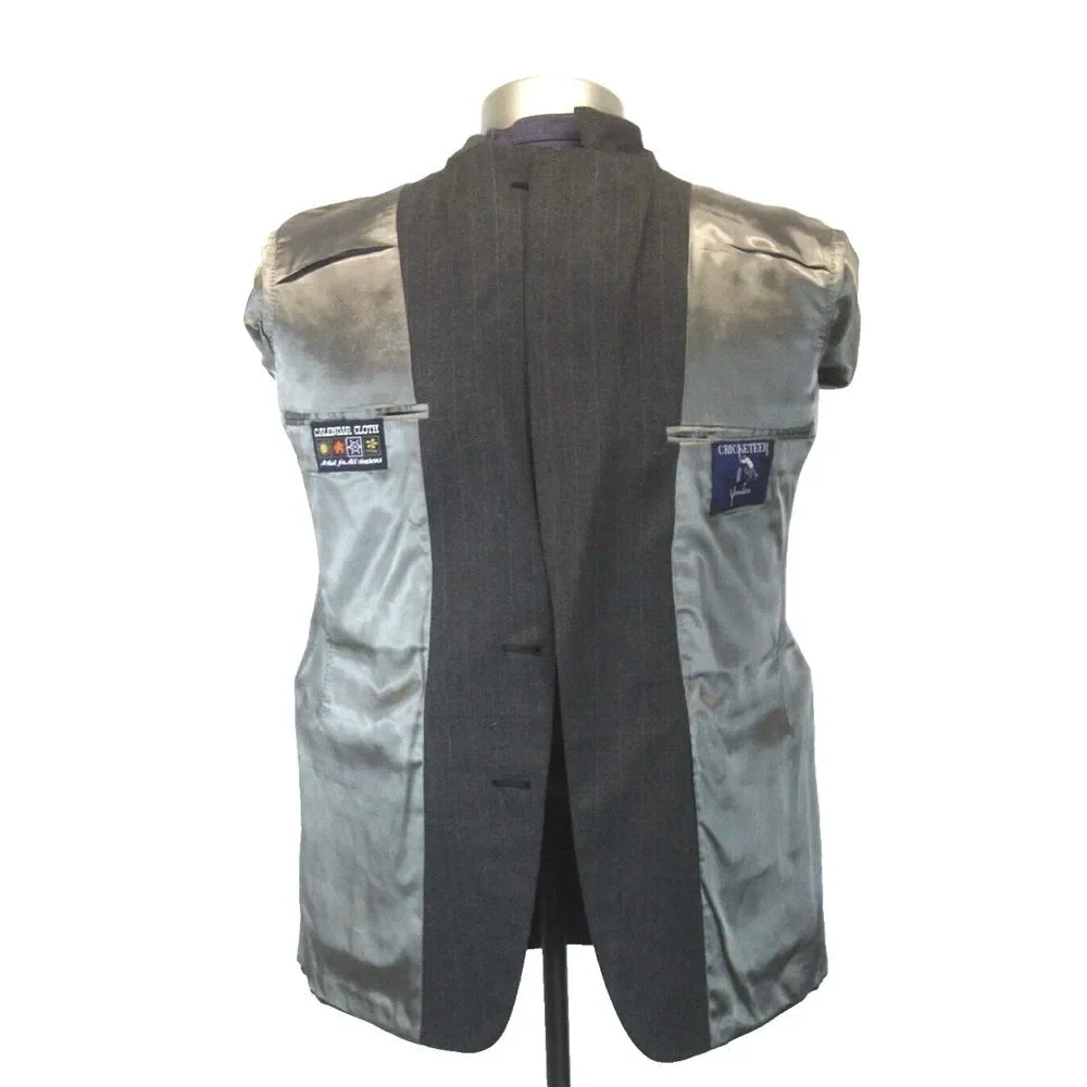 mens‎ charcoal pinstripe Vintage 80s Cricketeer 2pc Pant Suit all season 40 R